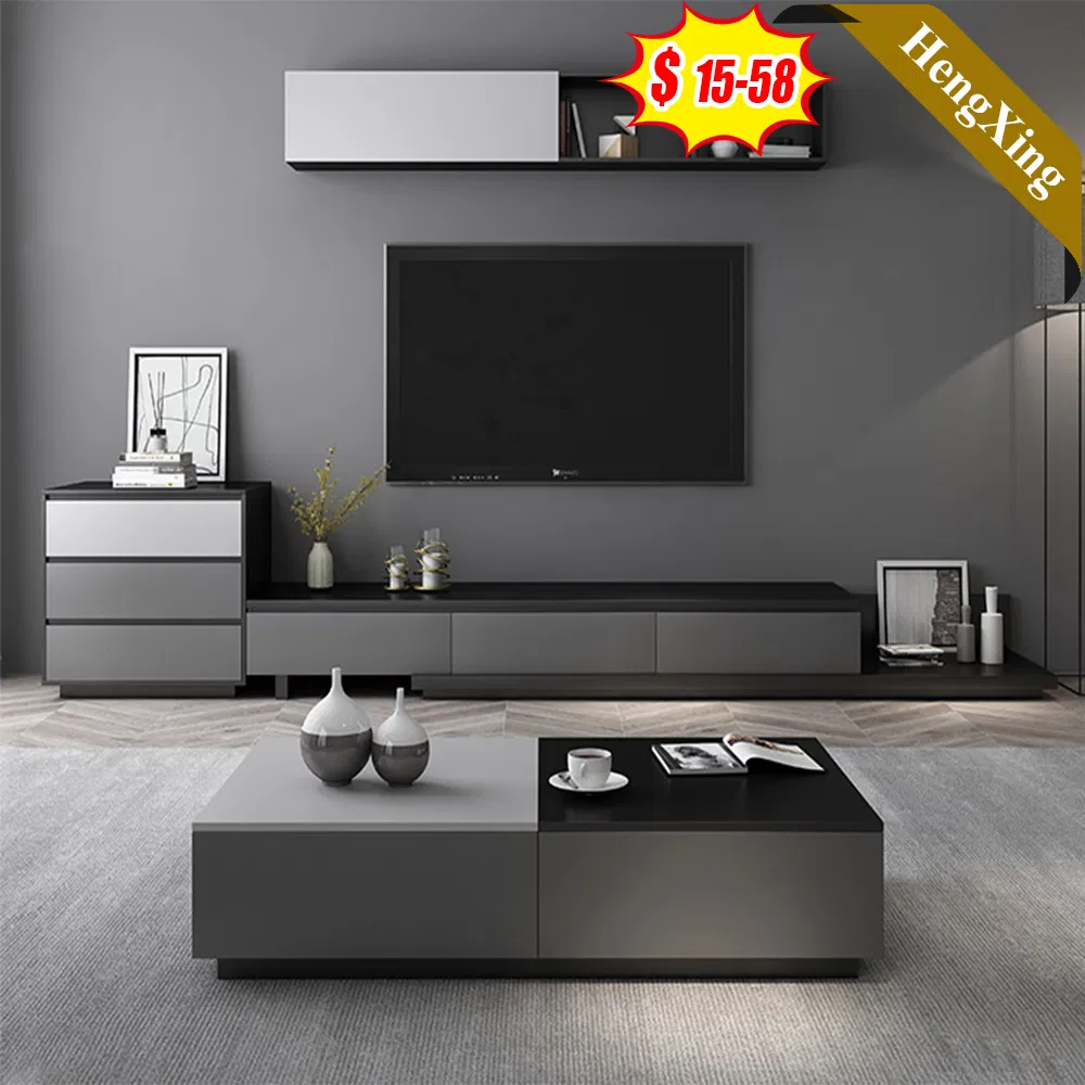 Home Furniture Melamine Wooden Living Room TV Stand Cabinet Glass Center Round End Table