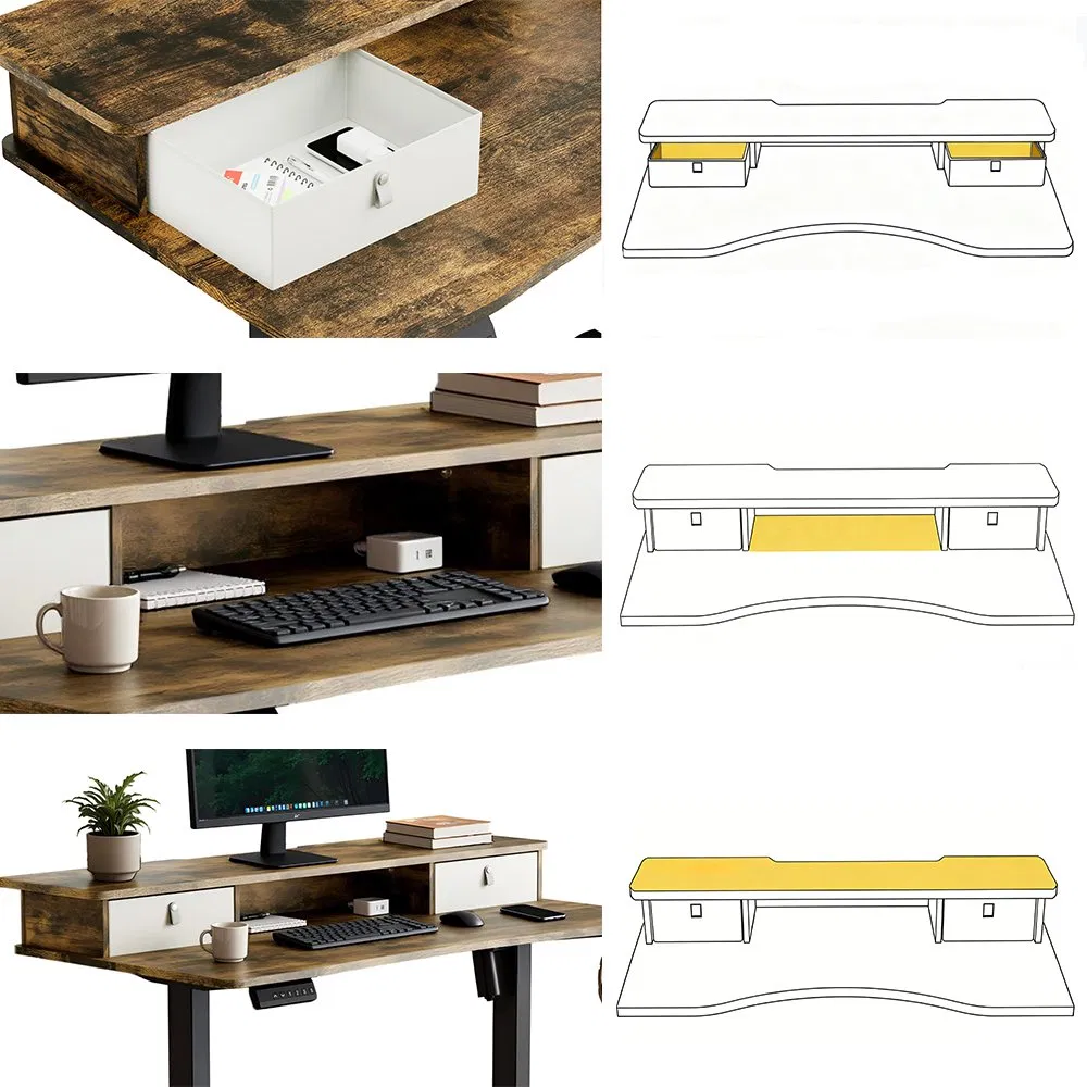 Prorials Home Office Computer Game Quiet Stable Height Adjustable Storage Standing Desk