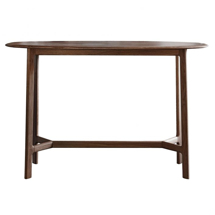 China Supplier Oval Shape Natural Oak and Walnut Wooden Narrow Hall Console Table for Entryway, Living Room, Home Furniture