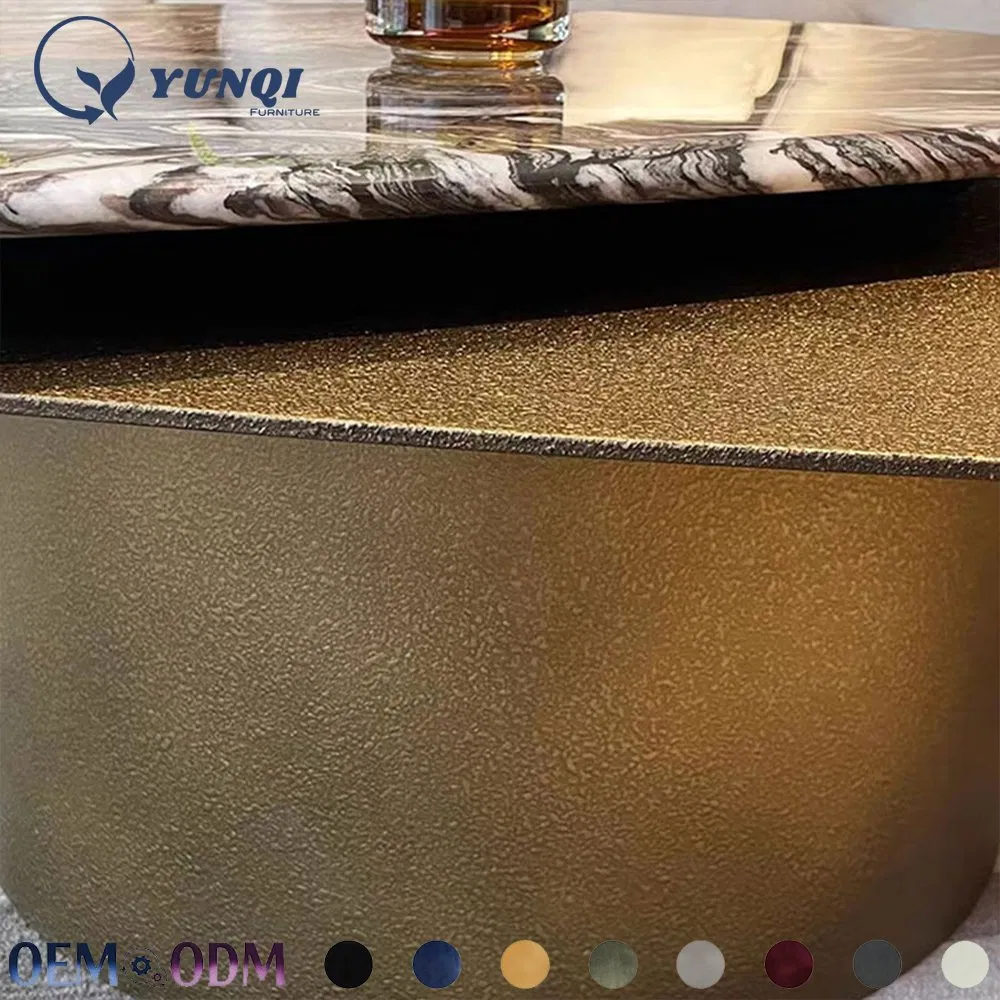 High-End Italian Coffee Table Purple Mountain Natural Luxury Stone Yellow Brass Villa Living Room Irregular Coffee Table
