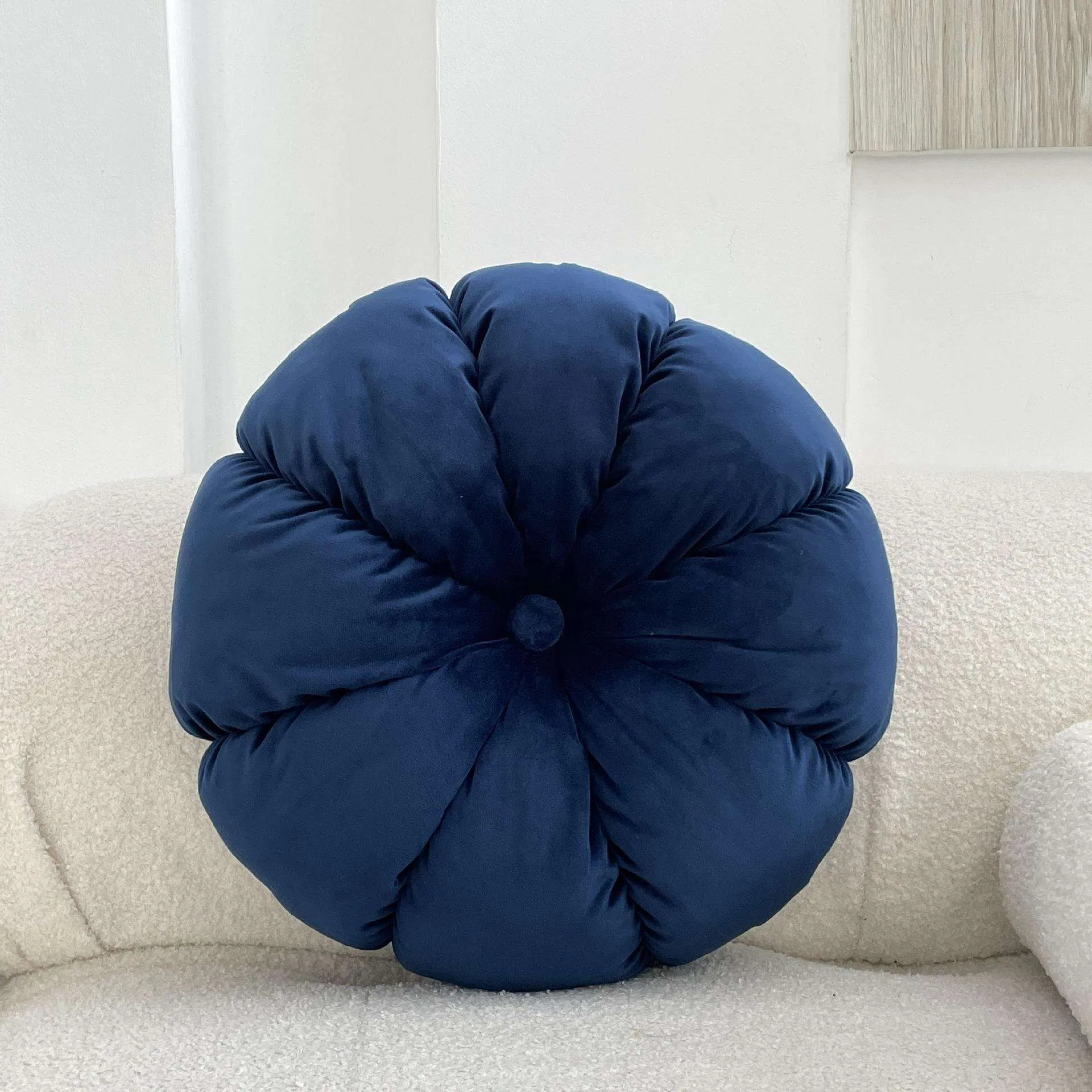 Alapaste Round Pumpkin Throw Pillow, Velvet Pleated Cushion, Seat Cushions Floor Pillow Cushion for Sofa Chair Home Decorative