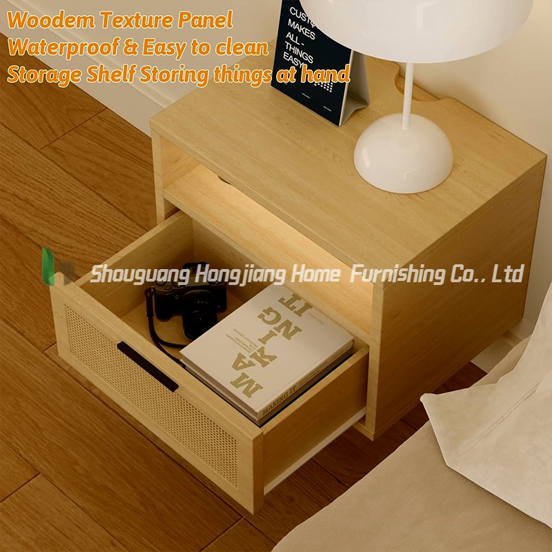 Floating Custom Color &amp; Style Minimalist Modern Wooden Nightstand for Bedroom
