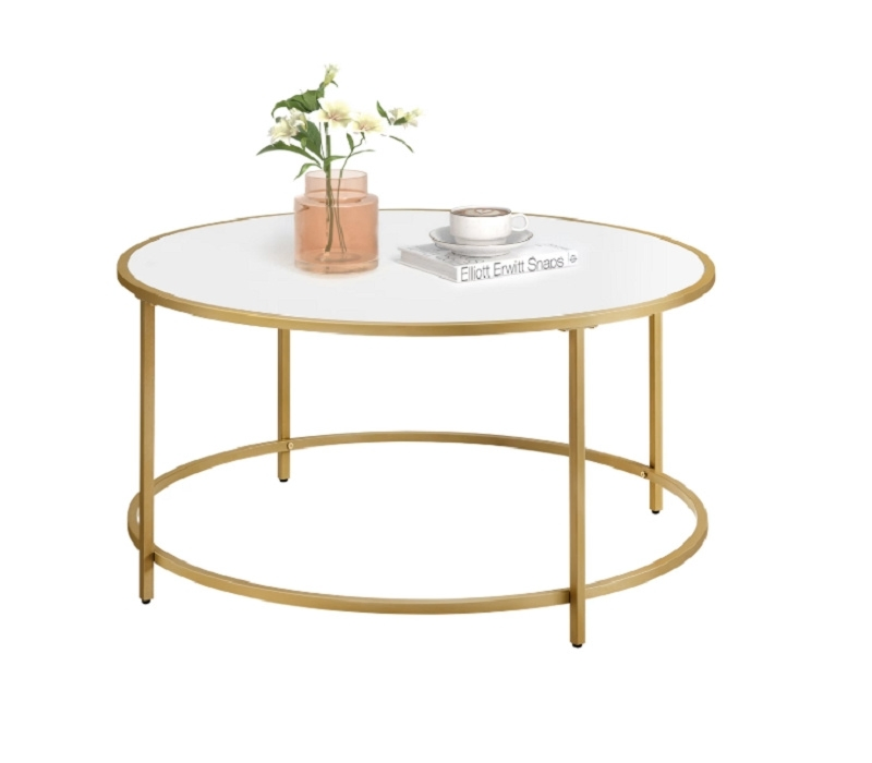 Pioen Round Tall End Side Table with for Bedroom Living Room or Smart Coffee Table Space, White