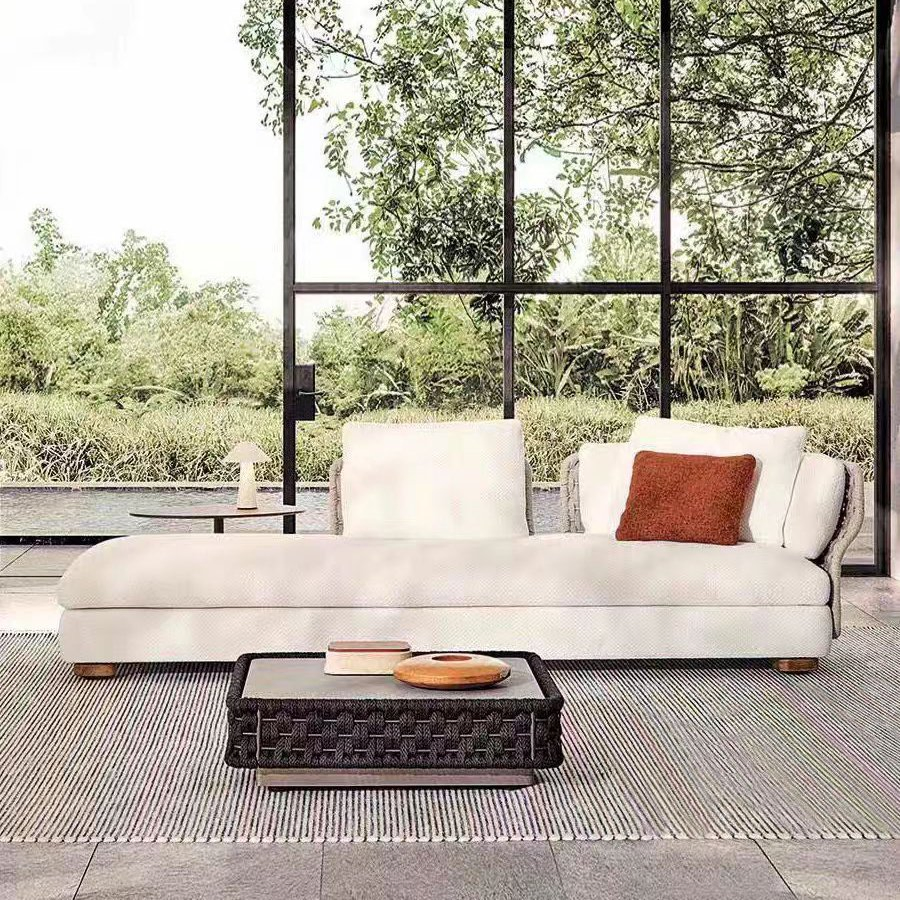 Hot Sale Patio Outdoor Rattan Deck Sofa High-End Villa Hotel Rope U-L Shape Sectional Sofa Set for Garden