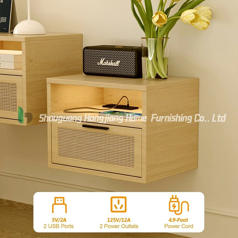 Floating Custom Color &amp; Style Minimalist Modern Wooden Nightstand for Bedroom