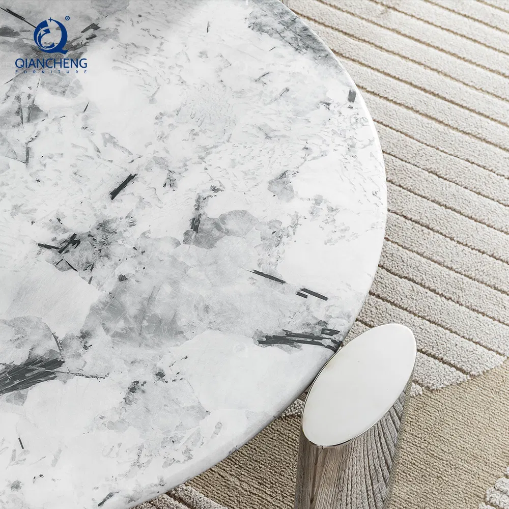 Manufacturer High-End Italian Minimalist Design Villa Living Room Furniture Marble Round Sofa Coffee Table
