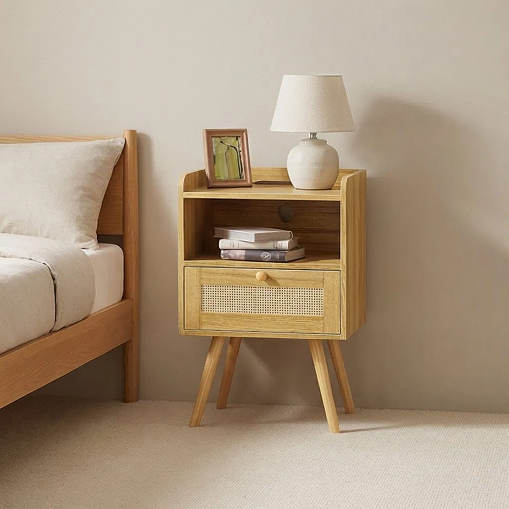 Modern MDF Nightstand with Stylish Storage and Elegant Design Minimalist MDF Nightstand for Bedroom with Versatile Functionality