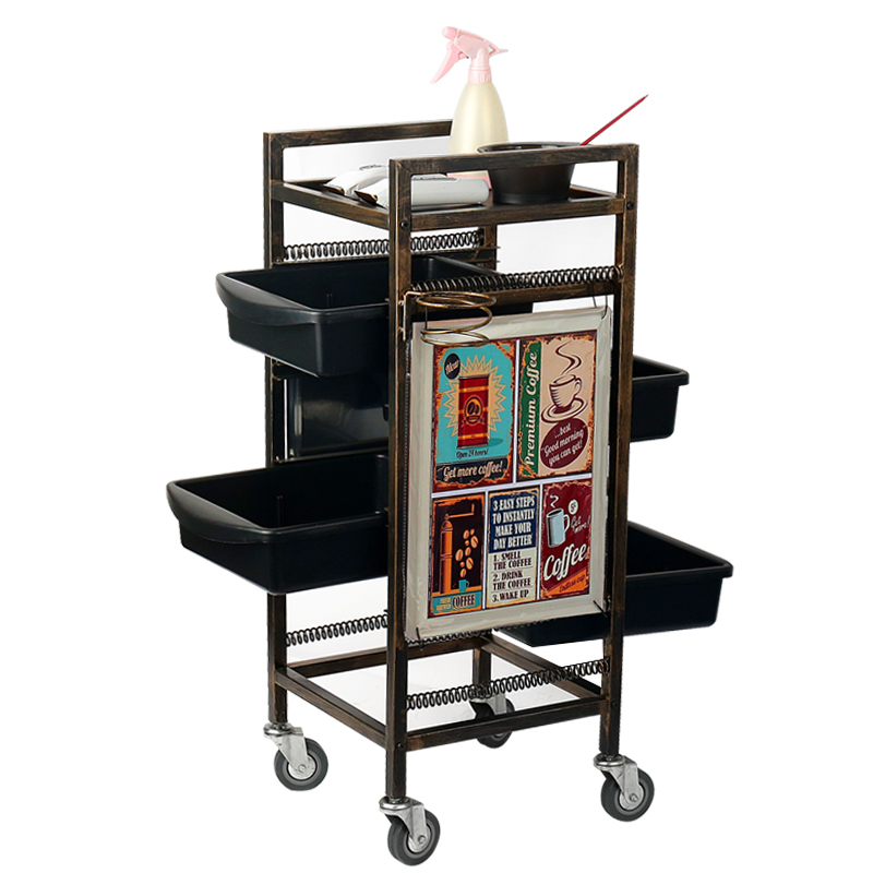 Stylish Rolling Bar Cart with Wine Rack and Glass Holder