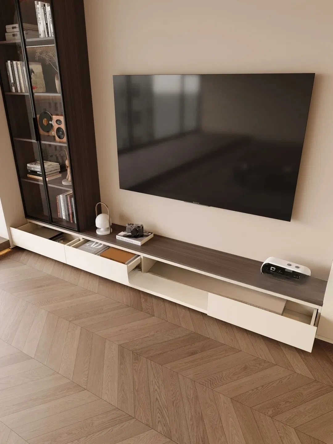 Stylish Modern TV Stand in Rich Walnut Finish for Living Rooms