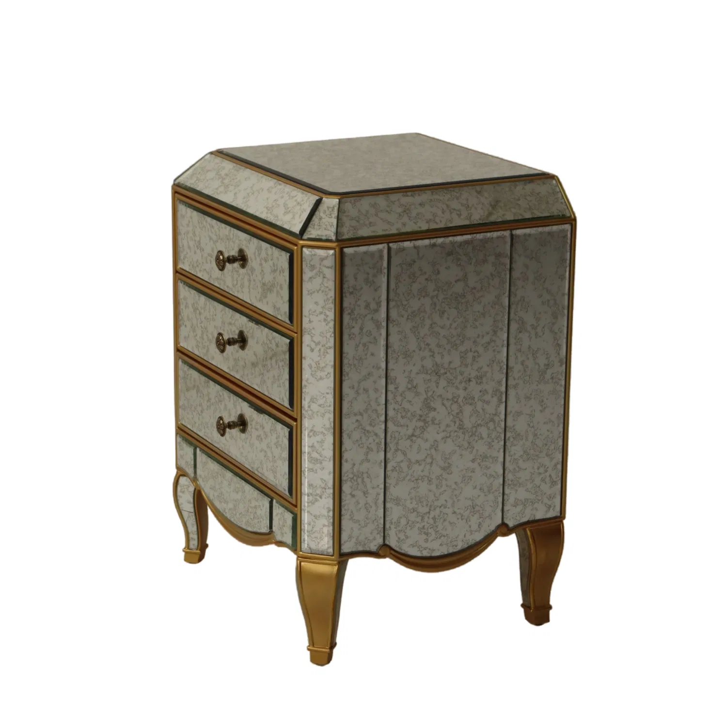 Elegant Hotel Bedroom Nightstand with Vintage Antique Mirror