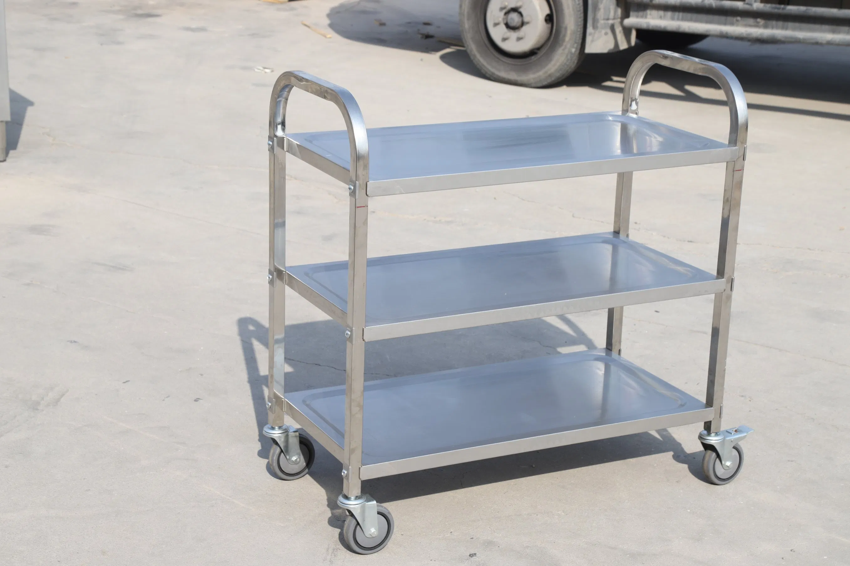 Bar Stainless Steel Drinking Cart Serving Trolley Wine Food Utility Dining Service Cart for Hotel Fast Food Restaurant Using