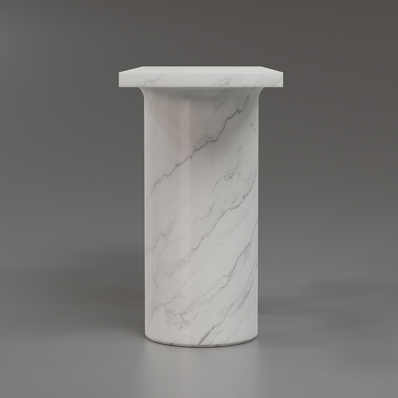 Calacatta Marble Console Table Fluted Column Base &amp; Round Leg Luxury Entryway Table