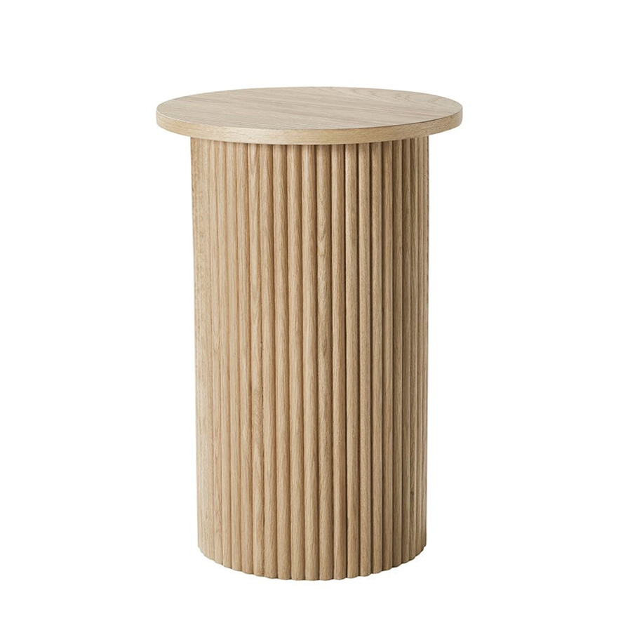 Modern Panelled Round Side Table, Living Room Circular Contemporary End Table, Smart Table
