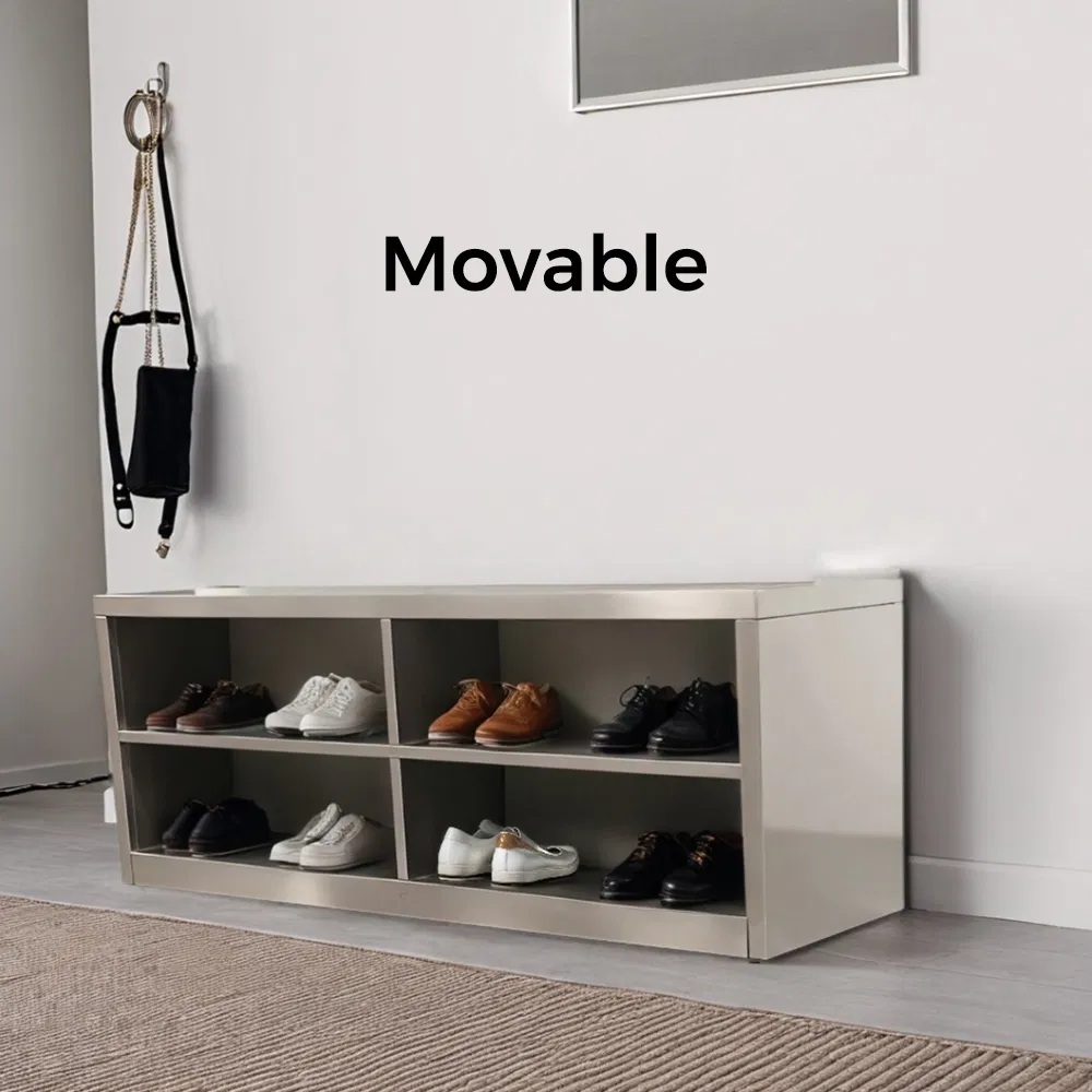 Movable Shoe Changing Bench for Entryway with 304 Stainless Steel &amp; Easy-Clean Build
