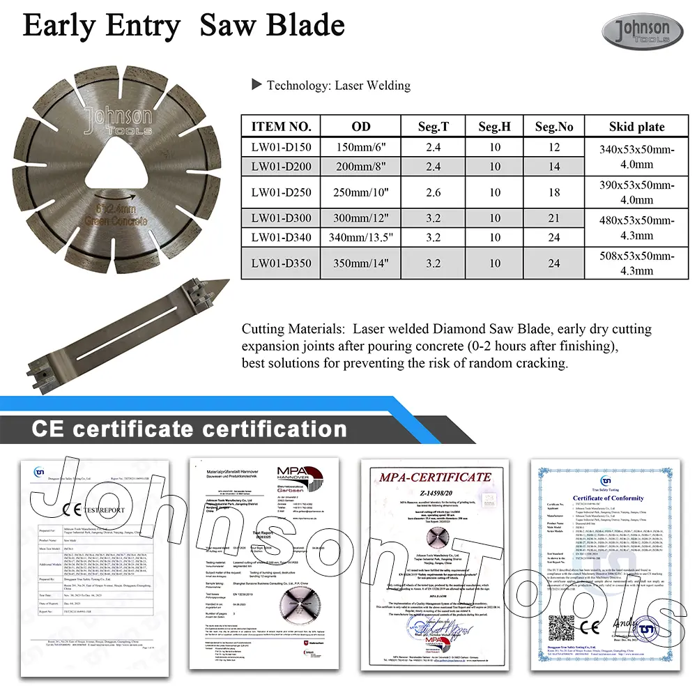 OEM 6 Inch Laser Welded Early Entry Diamond Blades for Green Concrete Suppliers, Supplier