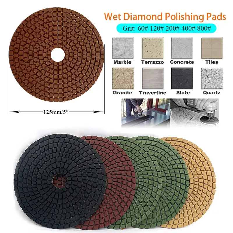 OEM 5" Premium Wet Diamond Polishing Pads For Stone Concrete Marble Masonry Exporter, Exporters