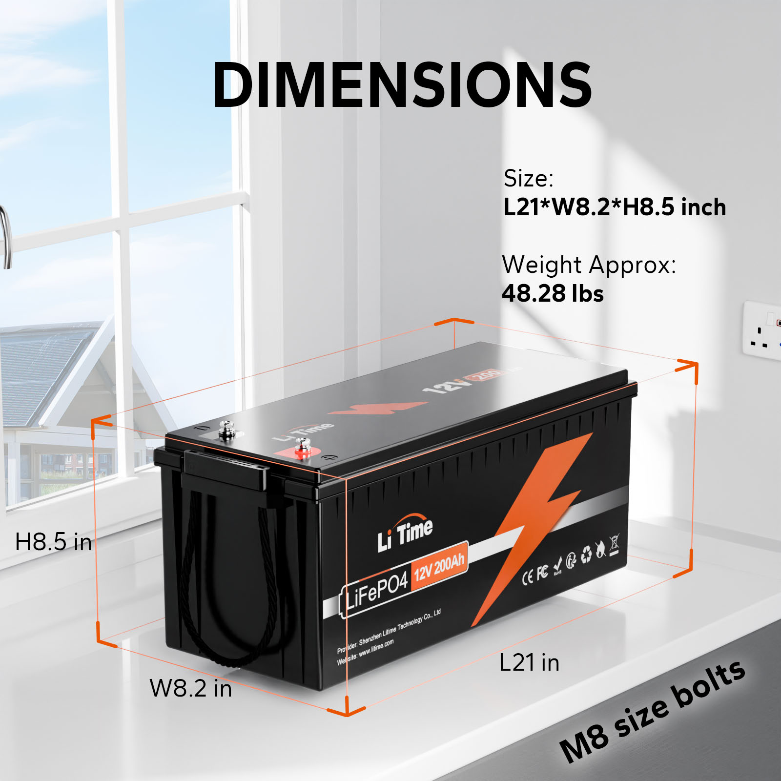 LiTime EU US STOCK Lifepo4 Battery 12v 200ah Battery Solar Lithium Ion Battery Pack for Home Solar Storage System Rv Marine