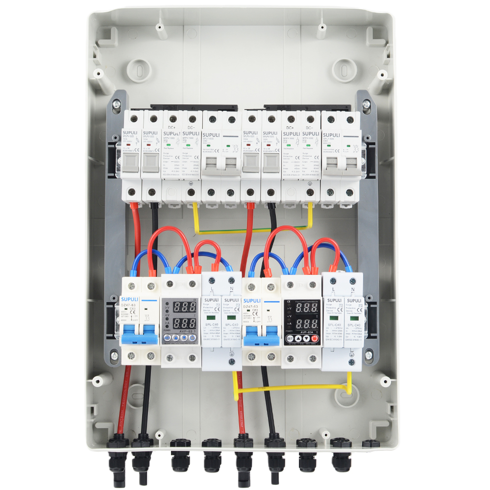 IP65 Waterproof 2 in 2 OUT 2 Strings AC + DC Solar PV Array Battery Combiner Box for Solar Panel Energy System