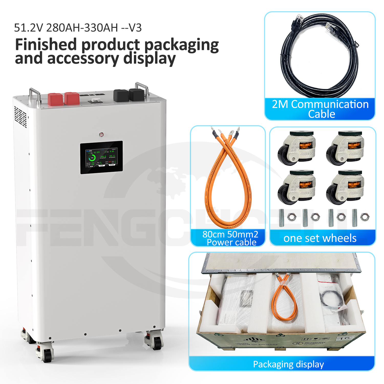 EU Stock 15kWh 8000 Cycles Mobile Lifepo4 Lithium Solar Battery Floor Home Energy Storage System 51.2V 280AH 300AH 314Ah