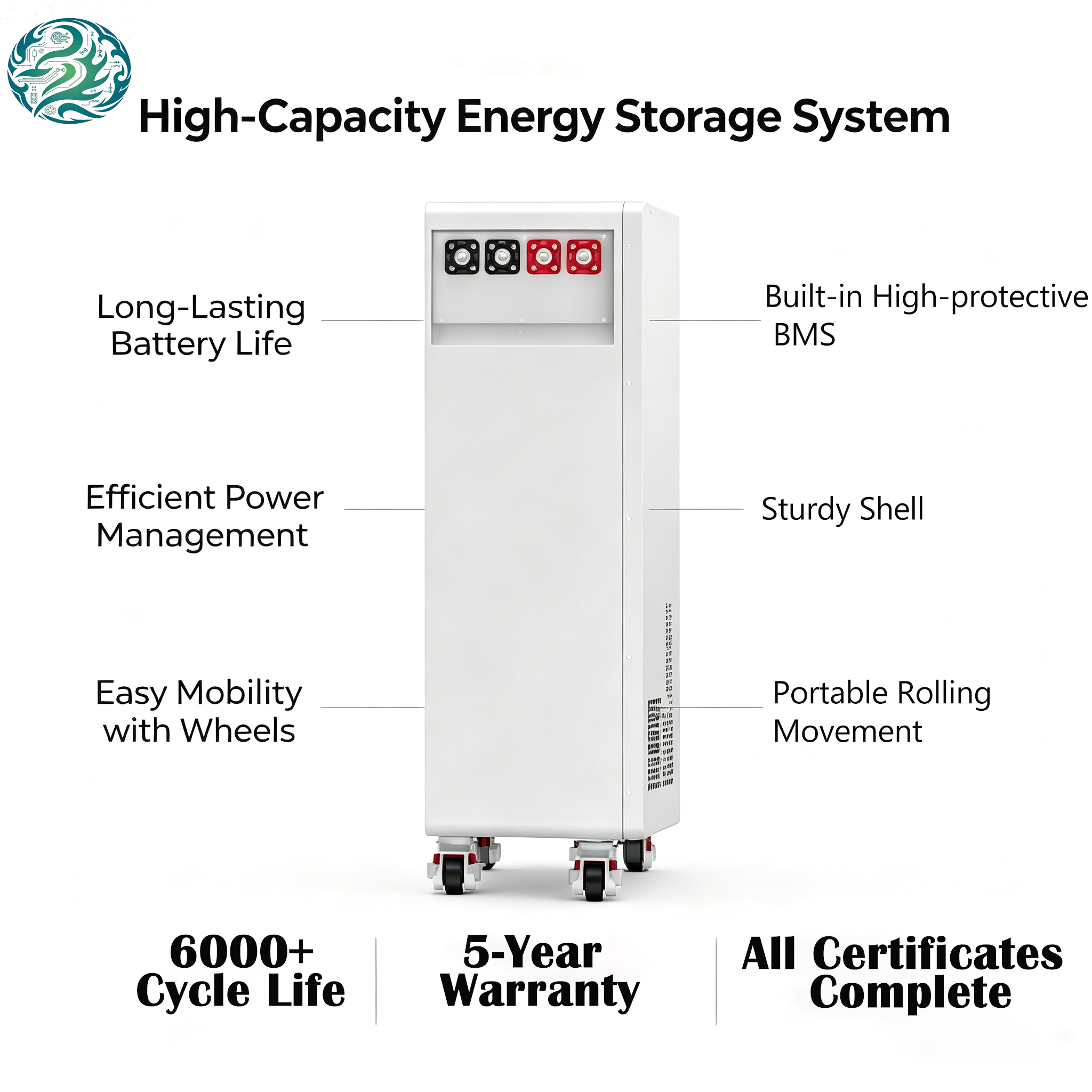 Residential Solar ESS 15.36kWh 51.2V 300Ah LiFePO4 Home Backup Wall Battery Wall-Mounted LiFePO4 Battery