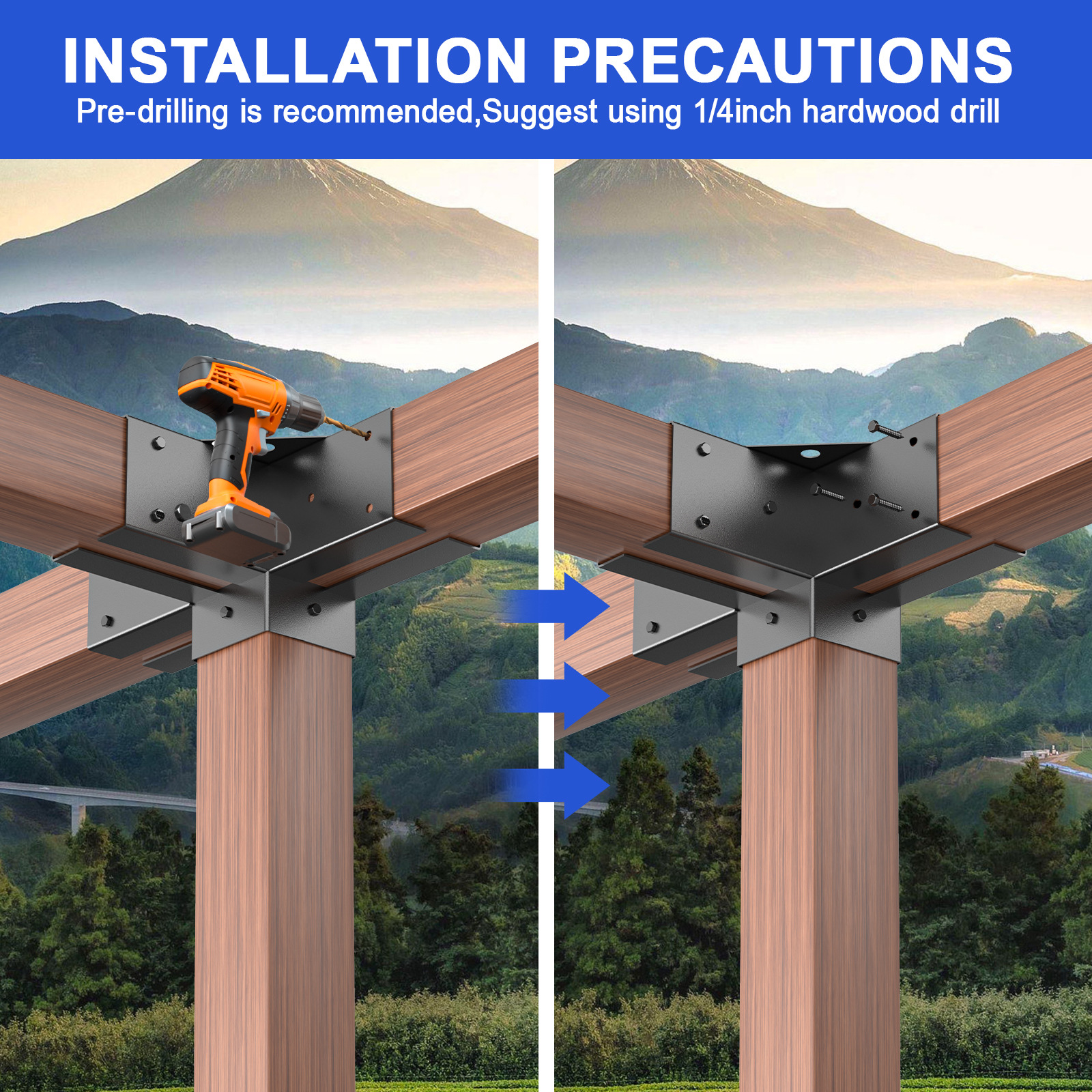 Outdoor Pergola Bracket Kit For 4x4 Metal Posts-Gazebo Frame Connectors And Base