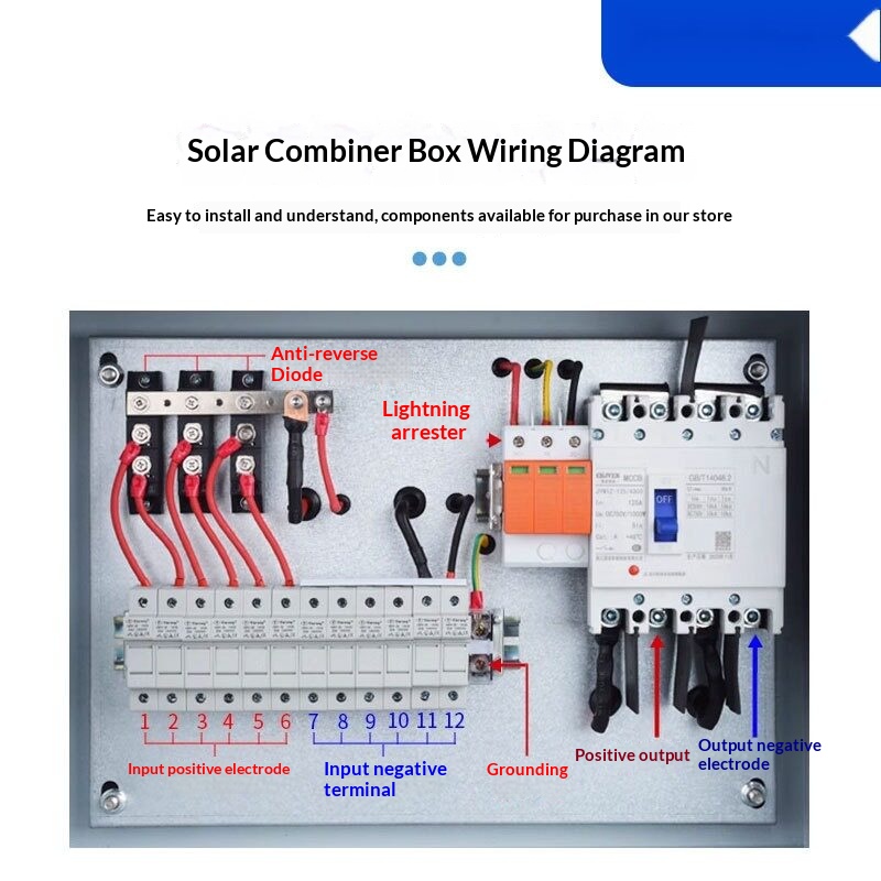 Solar lightning protection DC combiner box 2/4/8/10 inputs 1 output DC500V-DC1500V