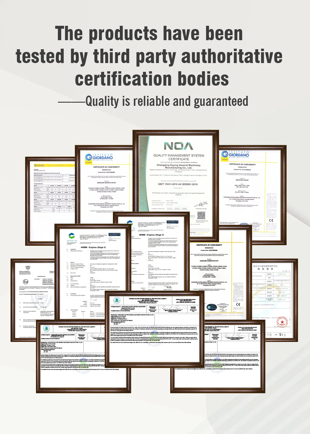 Product Quality Certifications