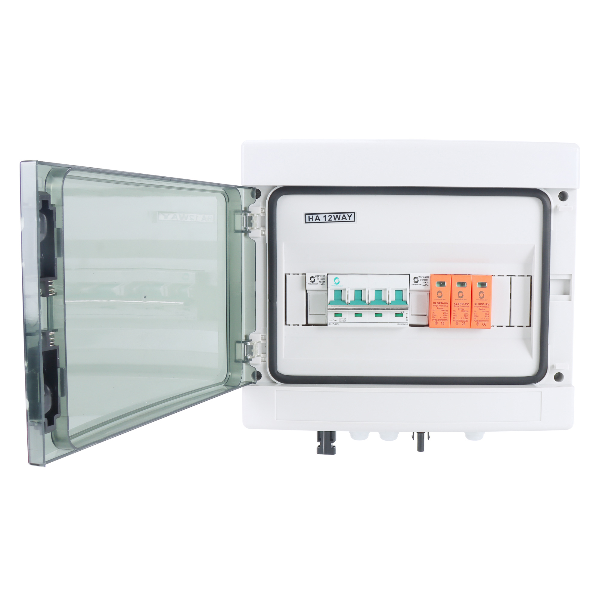 WSDB-PV1/1 IP65 1/2/3/4/ in 1/2/3/4/ OUT 1/2/3/4 Strings Array 16A 500V 1000V 1500V DC Solar PV Combiner Box for Solar System
