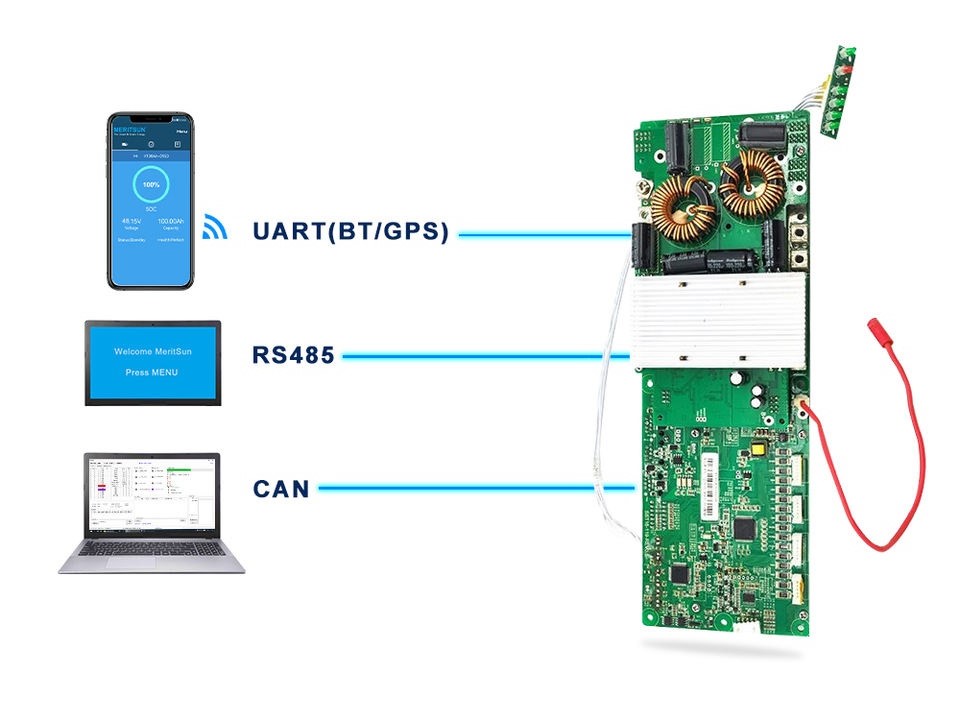 Circuit PCB board 48V 16S 100A 200A Lifepo4 smart bms battery management system Deye Growatt Solis inverter CN bms