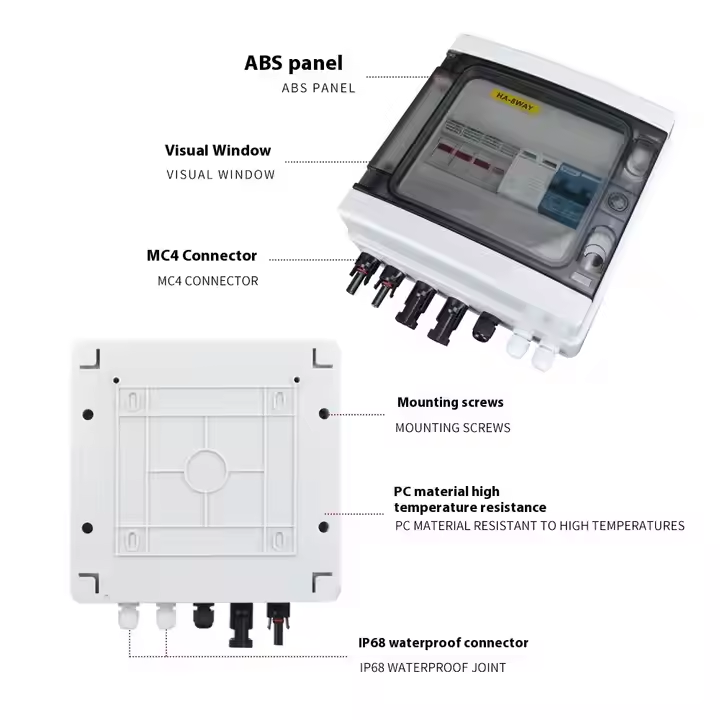 Photovoltaic Combiner Box Plastic Box DC500V/1000V Solar DC System Indoor and Outdoor Waterproof Dust Distribution Box