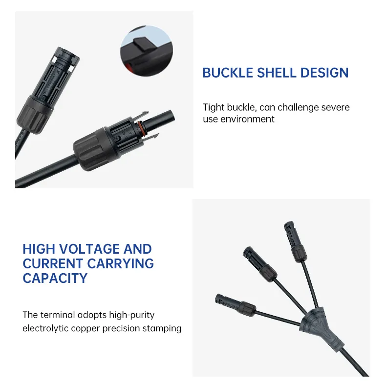 Solar PV Y Branch Connector 1000/1500V IP68 PPO Insulation for PV Cable