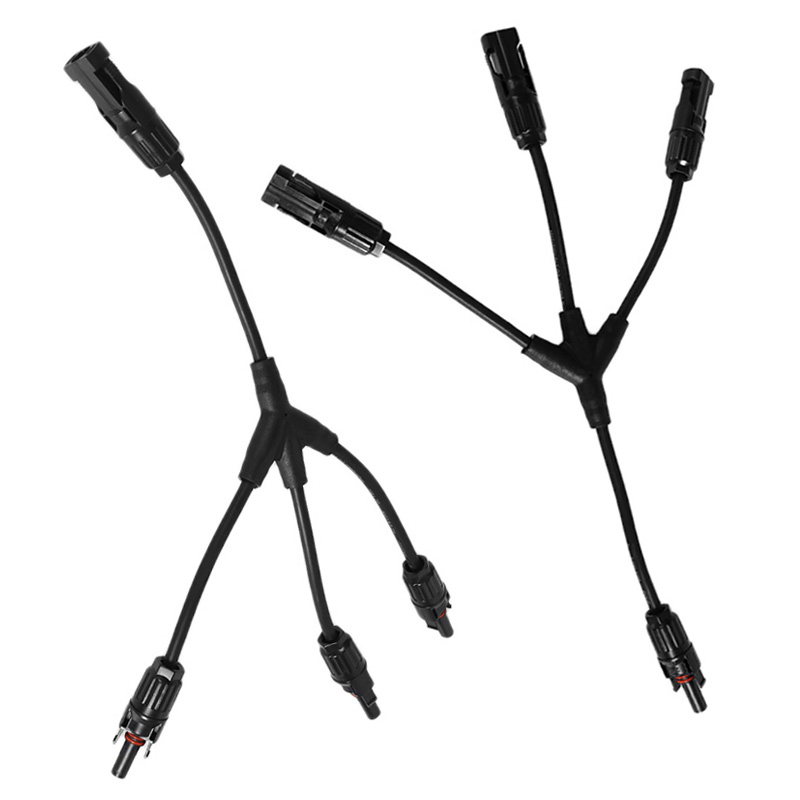 Waterproof IP67 Mc4 Y Branch Connector 1 to 2 Parallel Connection Solar Panel Cable Connectors for PV System Installation TUV Certified