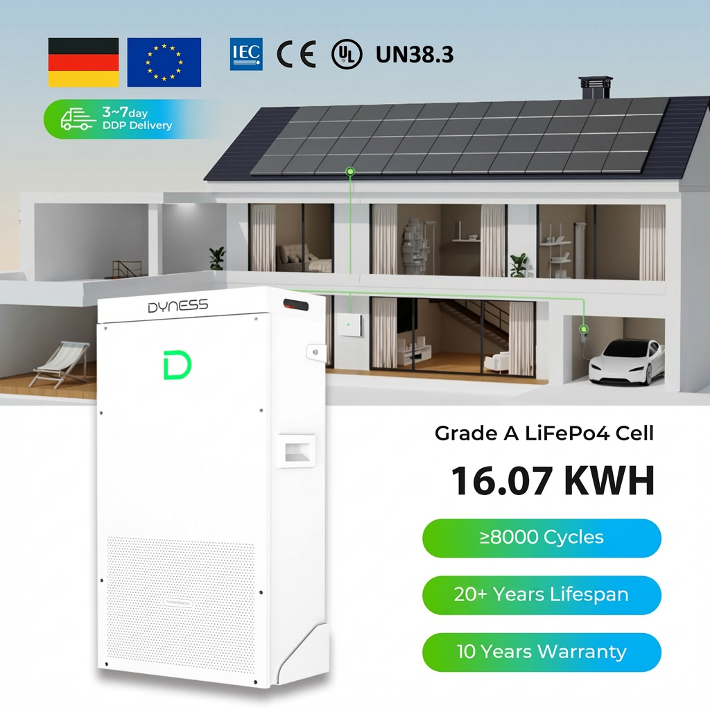 Dyness Powerbrick 15KWH 16KWH Lithium Battery Solar Storage 51.2v 280ah 314ah Lifepo4 8000 Cycle 10 Years Warranty Wall mounted