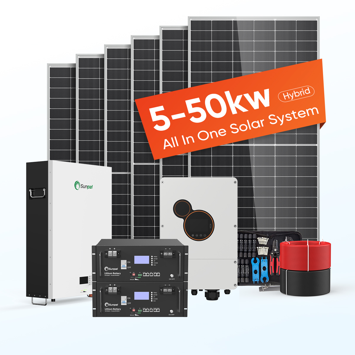 Sunpal Solar Energy Storage Photovoltaic System 5Kw 10Kw 15Kw 10 Kw Hybrid Off Grid Solar Power System Complete Kit Home