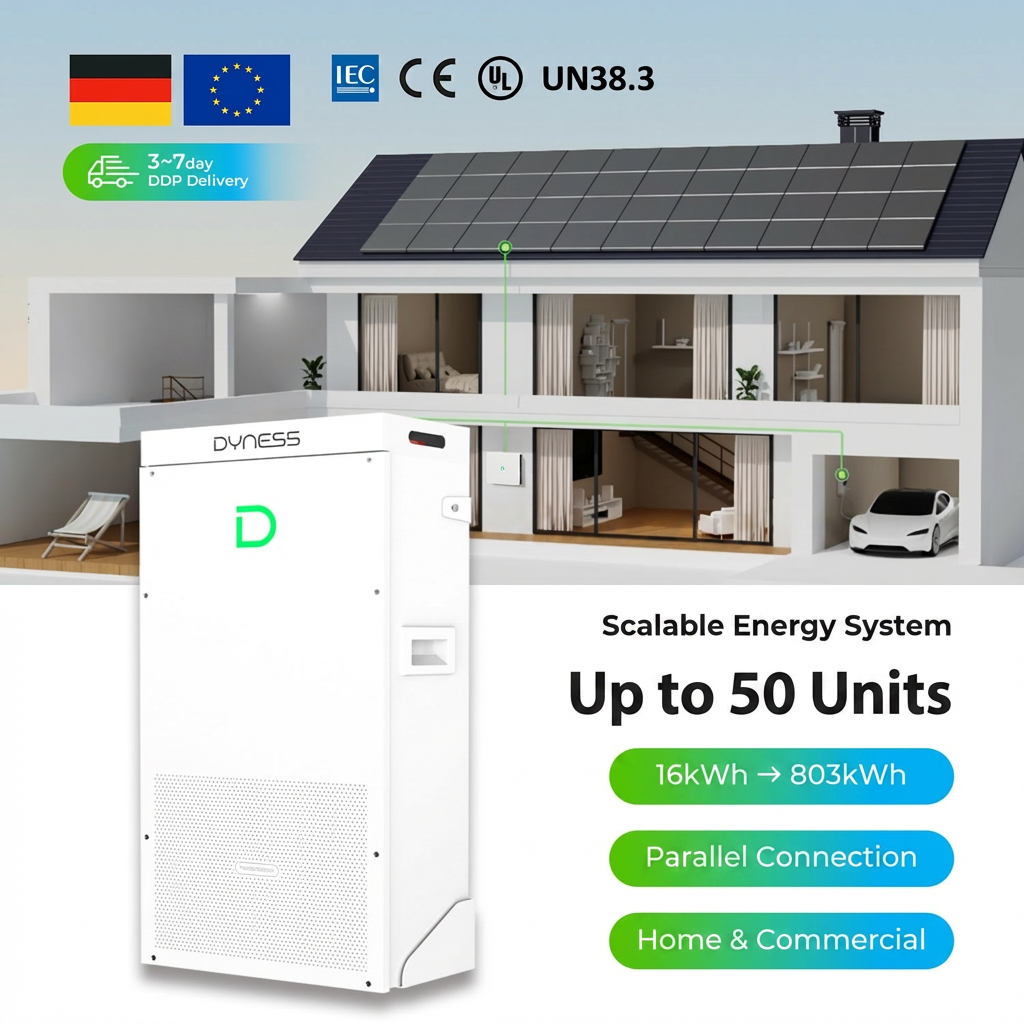Dyness Powerbrick 15KWH 16KWH Lithium Battery Solar Storage 51.2v 280ah 314ah Lifepo4 8000 Cycle 10 Years Warranty Wall mounted