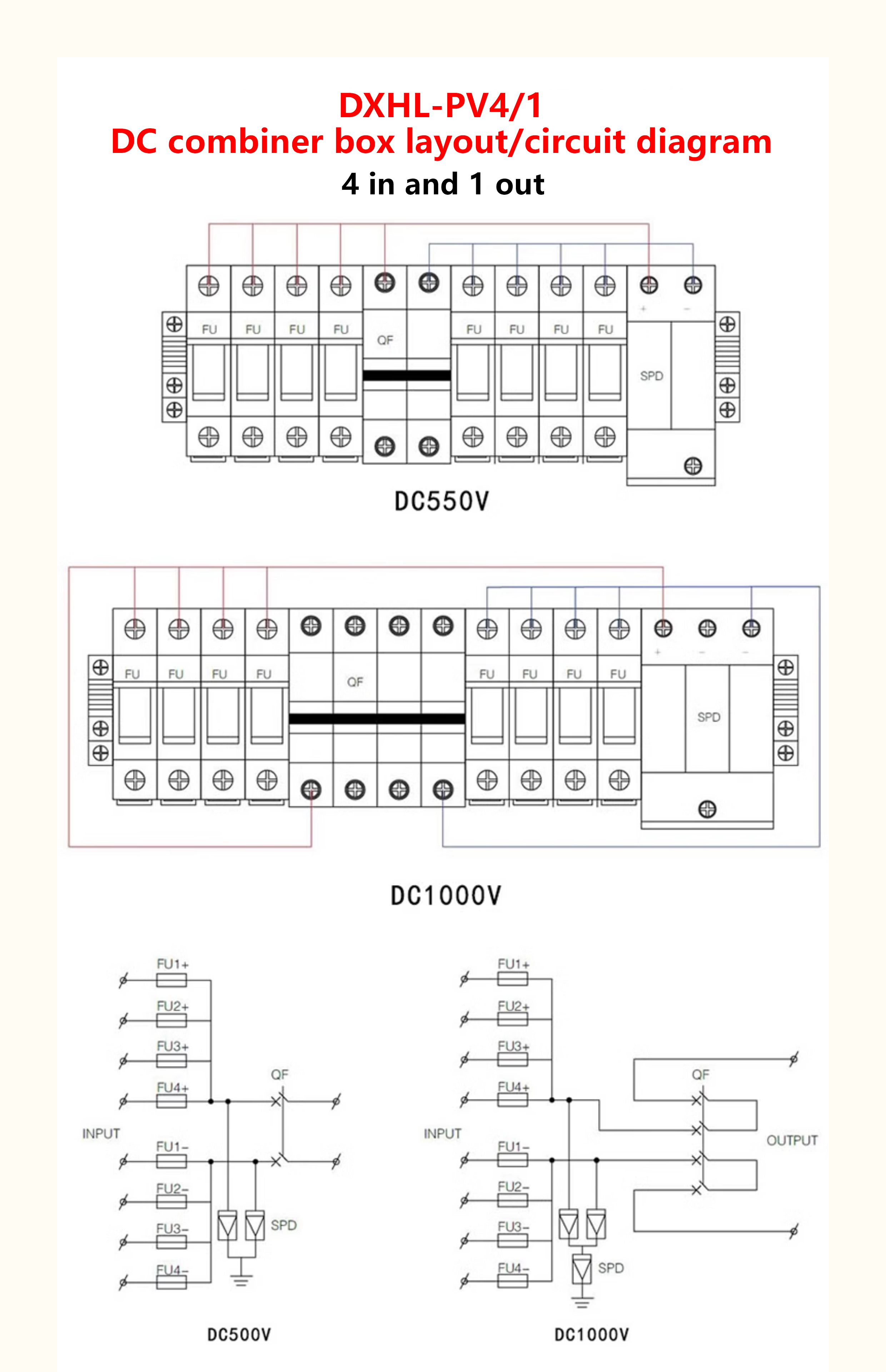 Photovoltaic Combiner Box Plastic Box DC500V/1000V Solar DC System Indoor and Outdoor Waterproof Dust Distribution Box