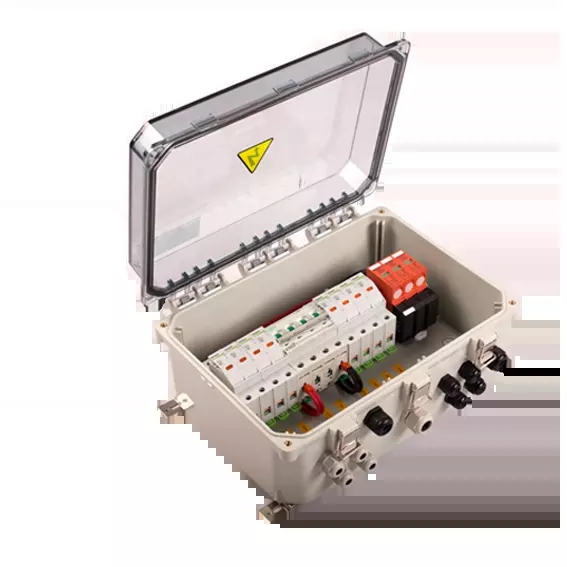 solar pv combiner box with lightning protection and with diode and monitoring for solar system
