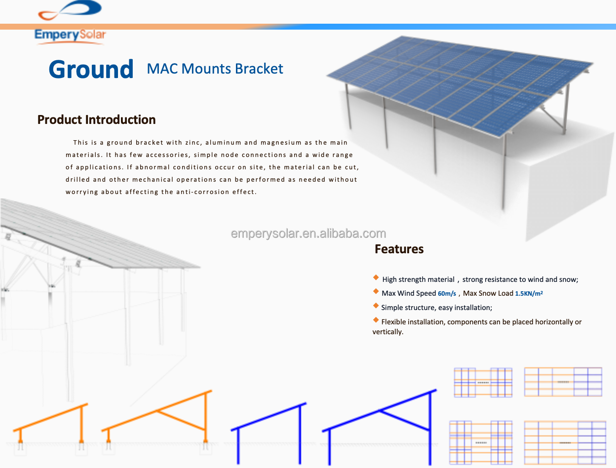 Ground Mount Solar Racking System Hot-Dip Galvanized Steel Structure