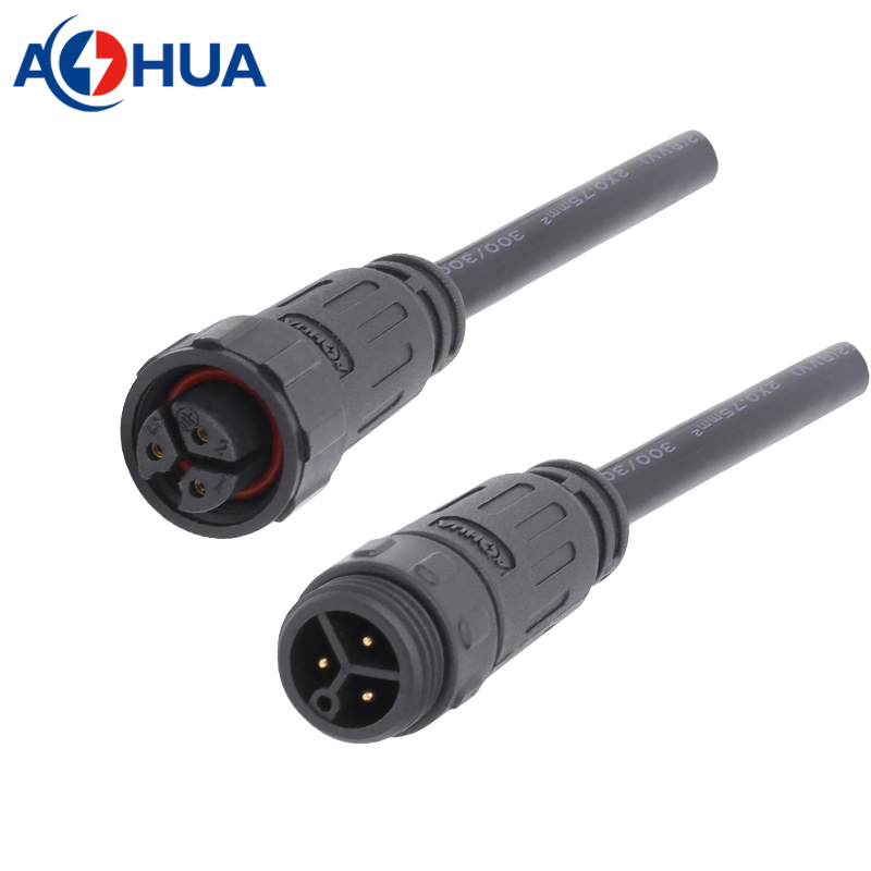 3 Pin Solar LED Lighting Power Cable Driver Waterproof Connector