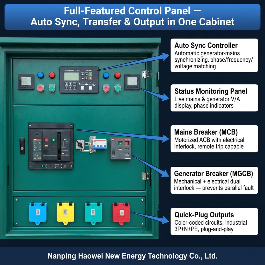 100A-630A Automatic Synchronizing Cabinet Anti-Islanding Generator Parallel Control For Indonesia Solar Farm