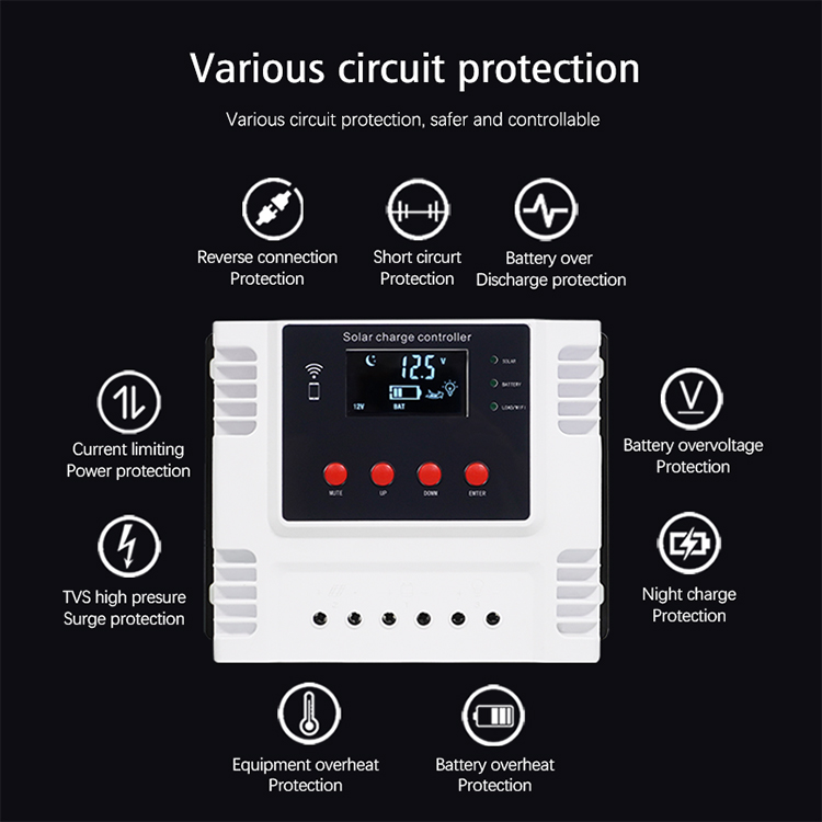 2022 Best Seller 10A 20A 30A 40A 50A 60A PWM Solar Charge Controller 12V 24V 48V with WIFI APP