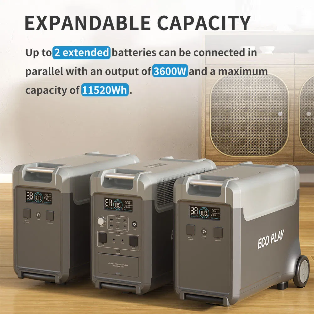 3600W 3840wh LiFePO4 Portable Solar Generator with UPS 2000W Input