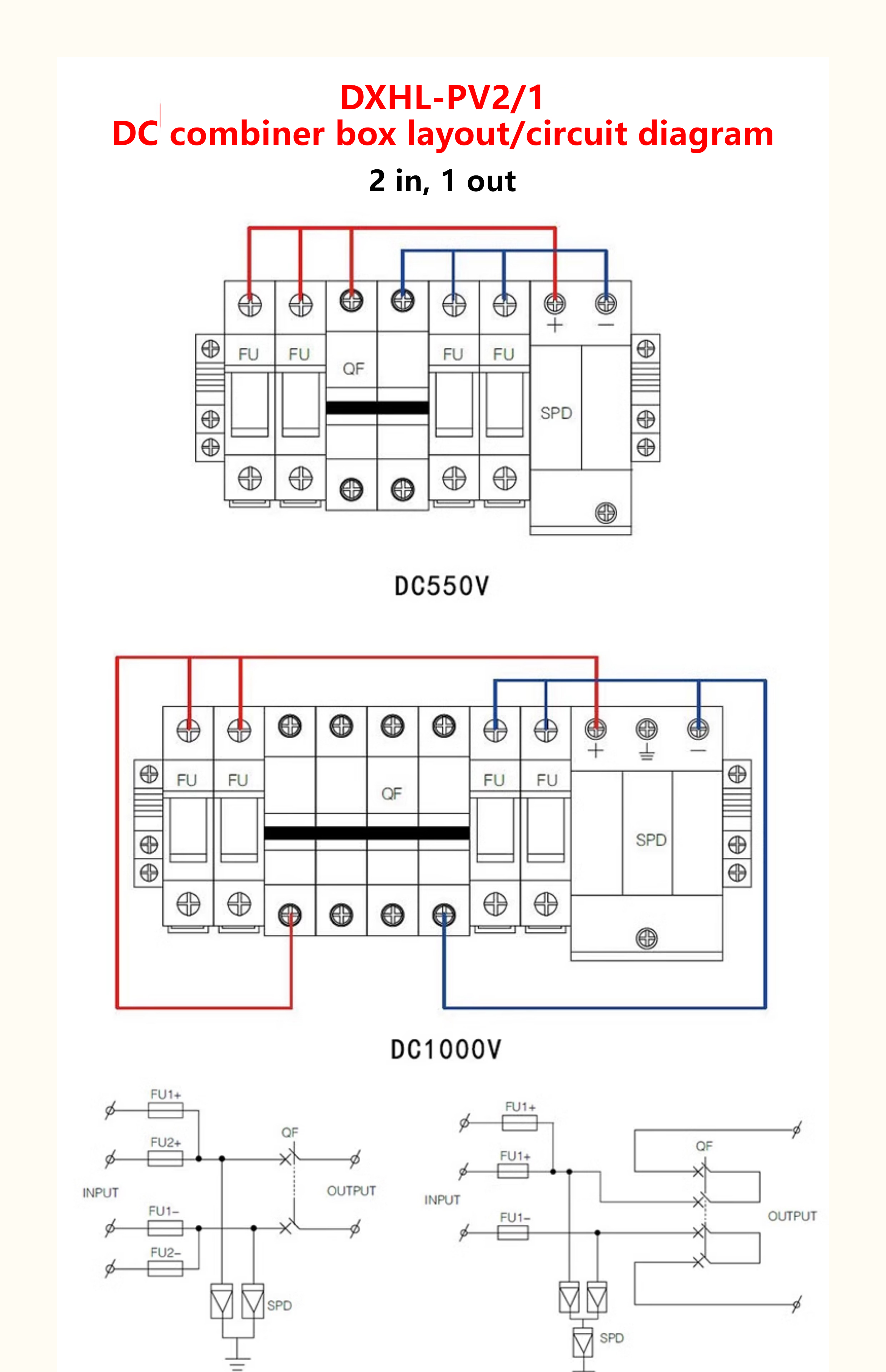 Photovoltaic Combiner Box Plastic Box DC500V/1000V Solar DC System Indoor and Outdoor Waterproof Dust Distribution Box