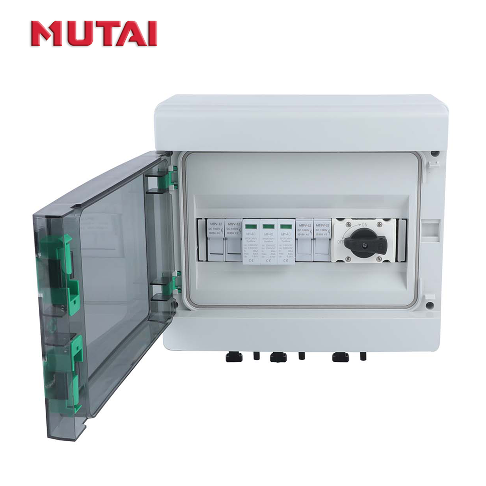 MUTAI Factory Outlet Waterproof DC 500V 1000V IP65 2 in 1 Out PV Combiner Box for Solar Panel