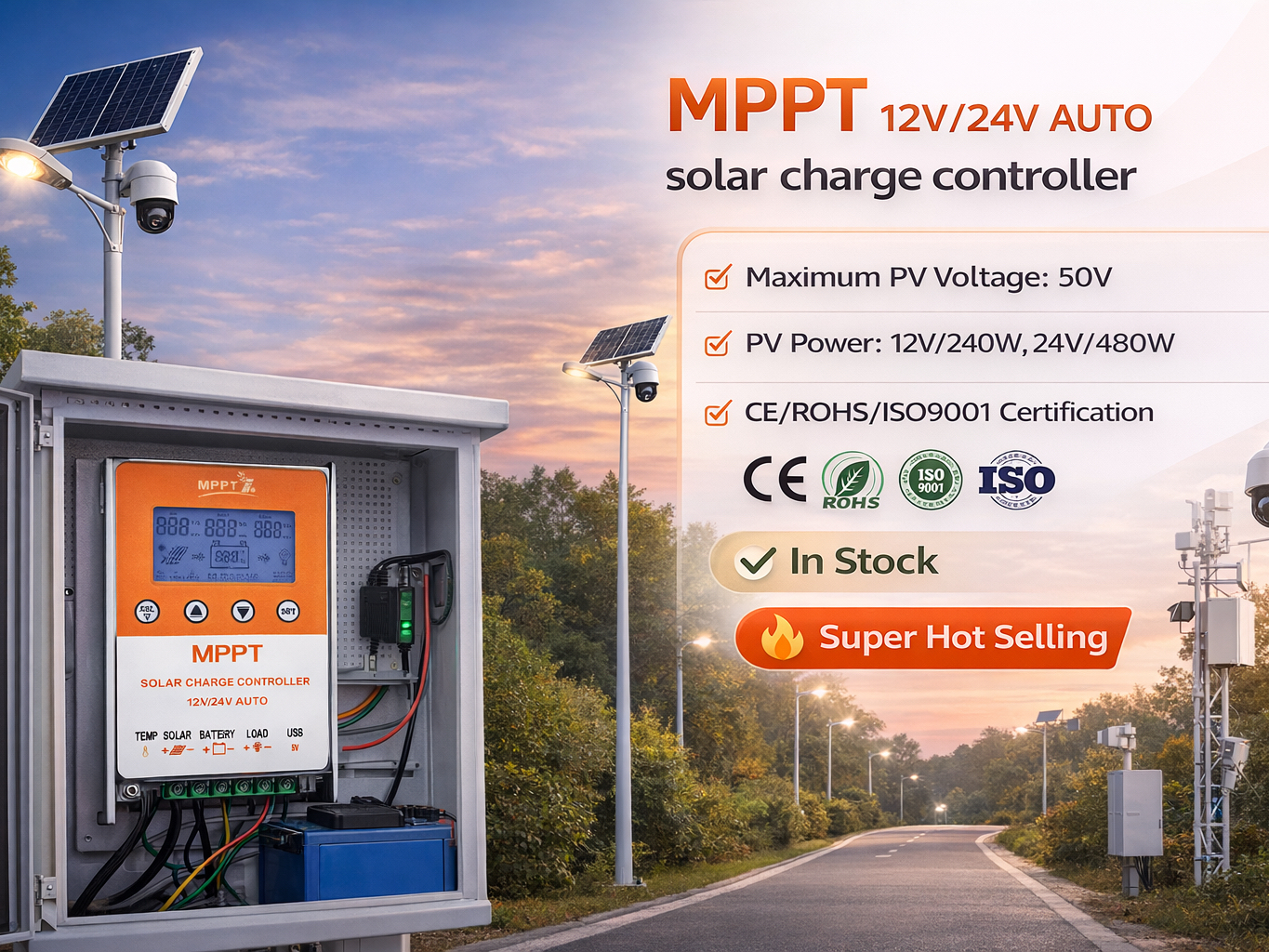 Sunchonglic 12V/24V Auto MPPT Solar Charge Controller, 98% Efficiency 10A-60A Regulator for Lithium/GEL Battery
