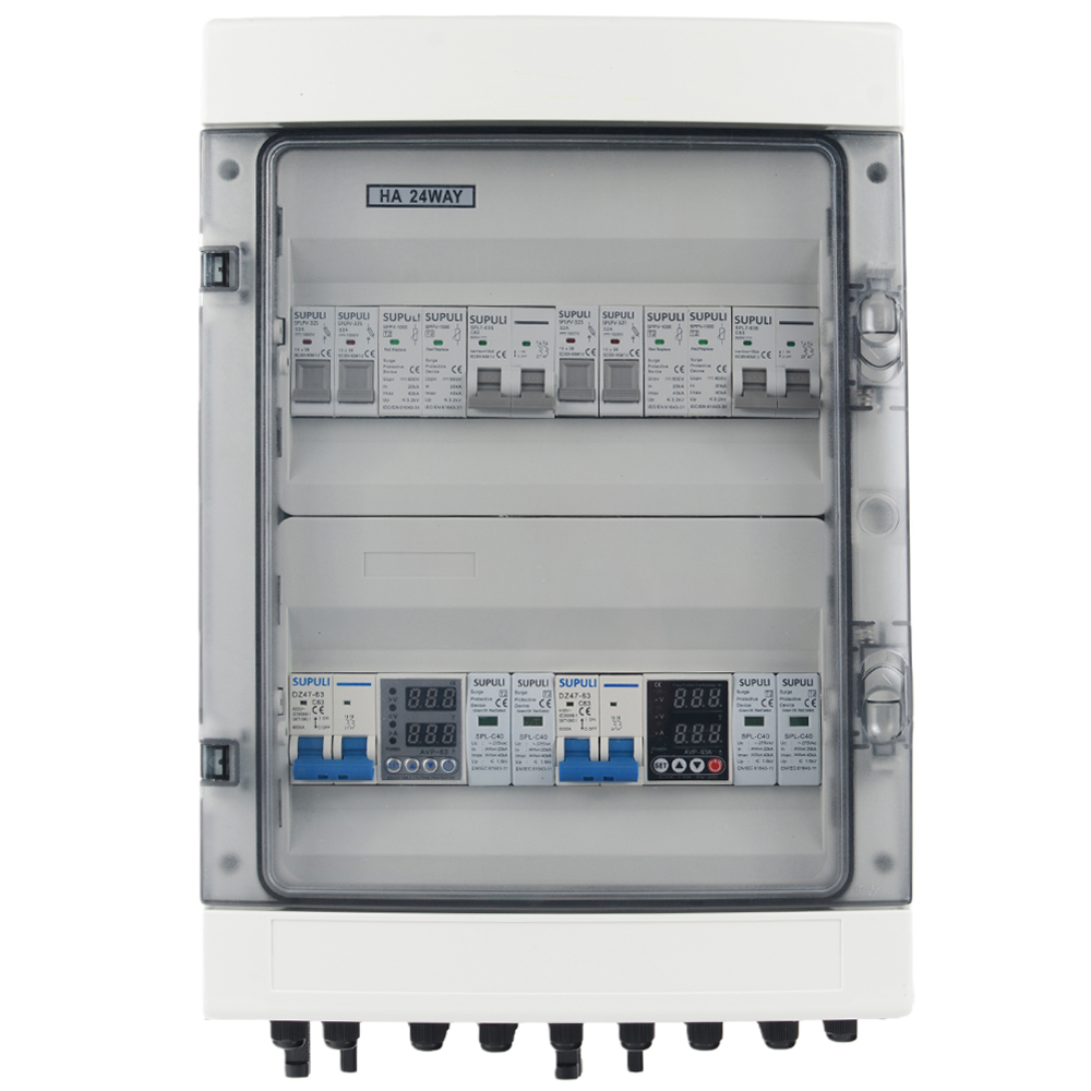 IP65 Waterproof 2 in 2 OUT 2 Strings AC + DC Solar PV Array Battery Combiner Box for Solar Panel Energy System