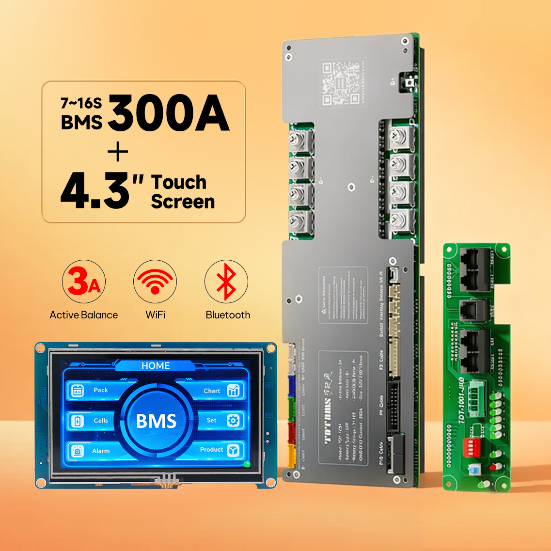 TDT 48V 300A Smart Battery Management System (BMS) with Parallel, CAN &amp; RS485 for Solar Power Lithium Batteries, PCB &amp; PCBA