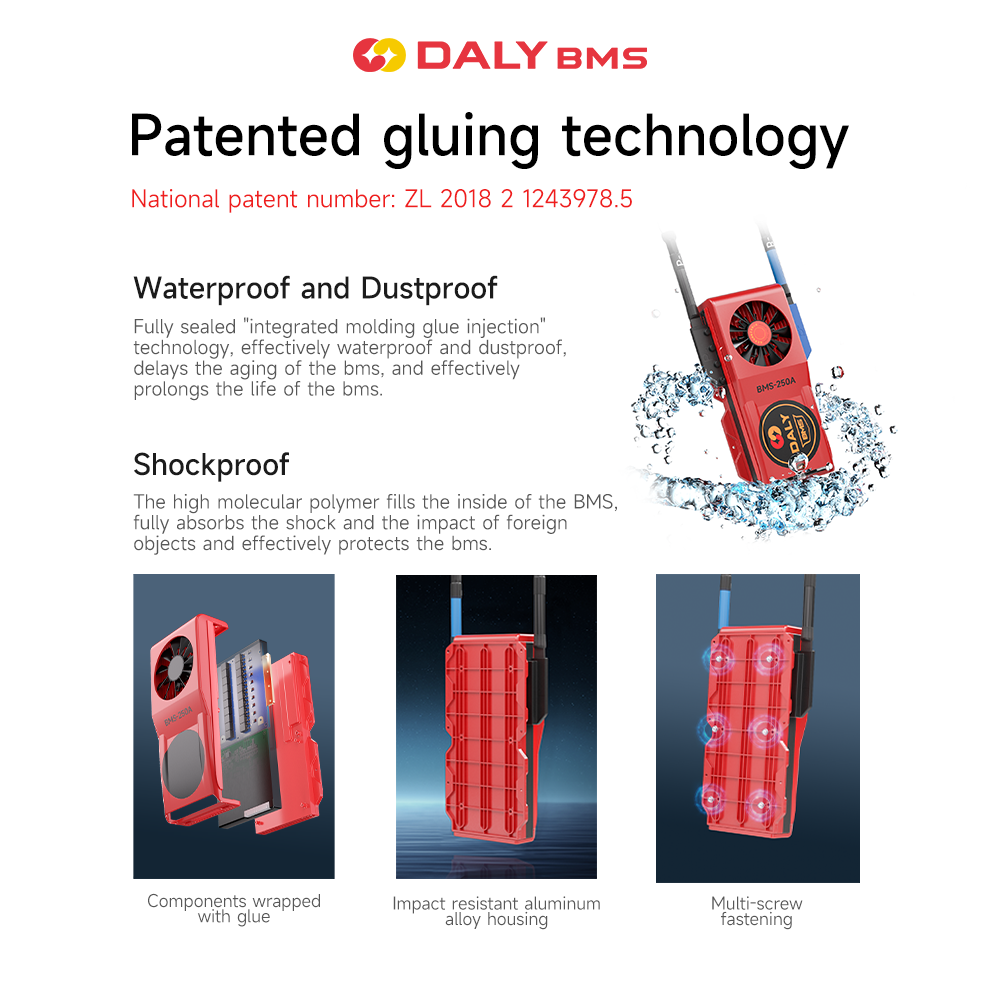 Daly Waterproof 3.2V Lifepo4 Lithium Battery Management System 15S 16S 48V 200A 250A Bms For Solar E-Bike Tricycle Usuage