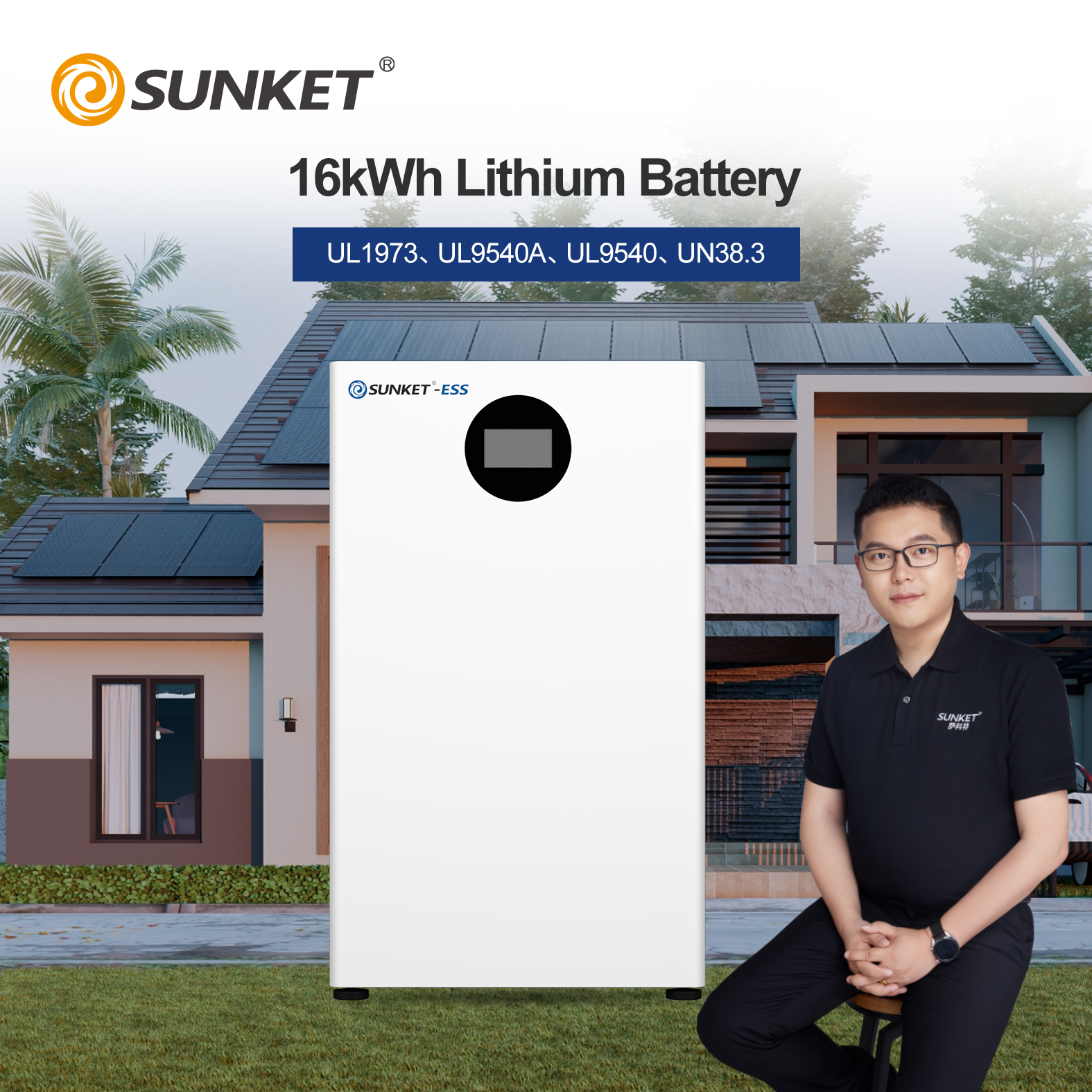 Sunket 16kwh Lifepo4 Battery Solar Panels with Battery and Inverter Lithium Solar Battery 6000 Deep Cycles