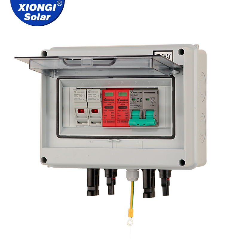 XIONGSOLAR IP65 1in1out 600V DC Solar PV Combiner Junction Box with 15A Input and 63A Circuit Breaker Weatherproof